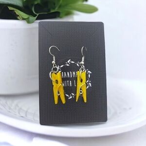 Handcrafted Wooden Clothespin Drop Earrings